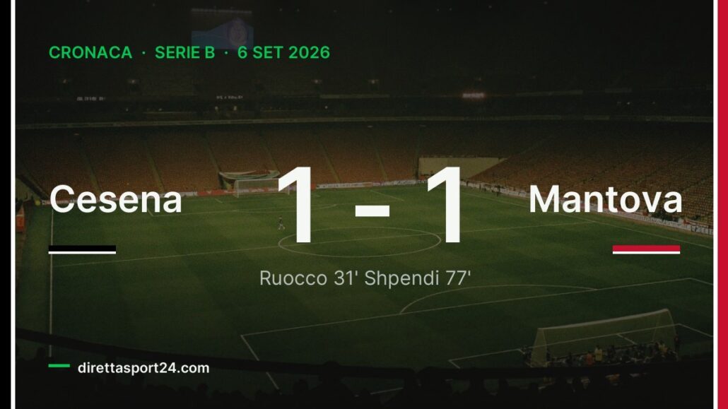 Cesena-Mantova 1-1, Shpendi risponde a Ruocco e frena la capolista