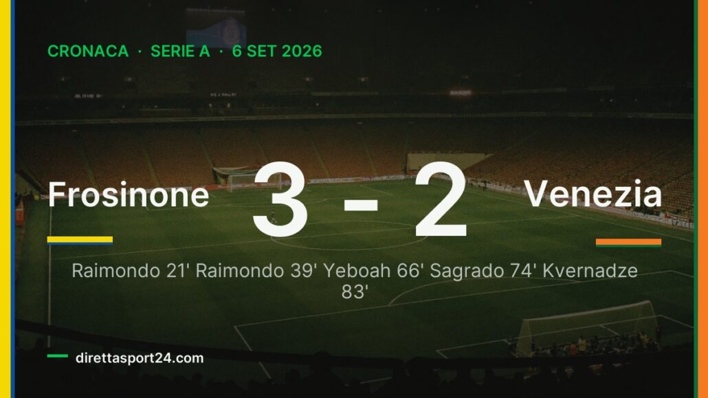 Frosinone-Venezia 3-2, Kvernadze spezza la rimonta lagunare