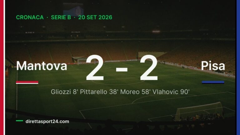 Mantova-Pisa 2-2, Vlahovic risponde a Moreo e il Mantova resta terzo