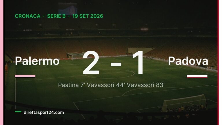 Palermo-Padova 2-1, Vavassori ribalta la gara e tiene i rosanero in testa