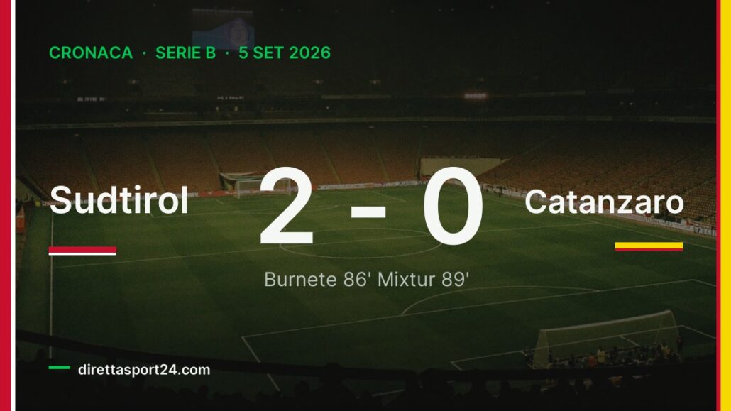 Sudtirol-Catanzaro 2-0, Burnete e Mixtur firmano il primato