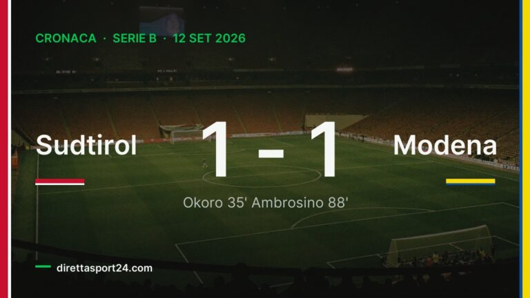 Sudtirol-Modena 1-1, Ambrosino all’88’ firma un pari meritato