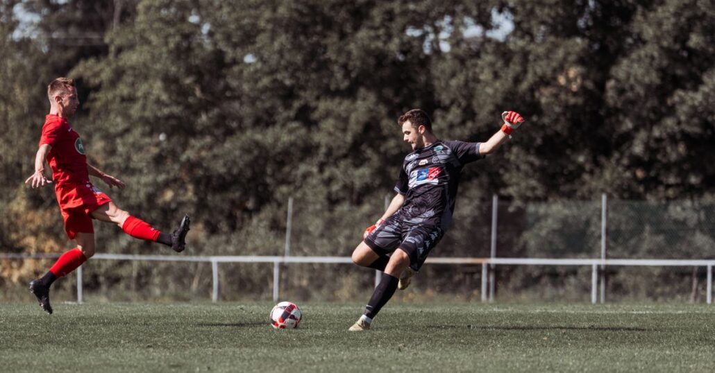 Dynamic soccer match action featuring players in France, showcasing athleticism and competition.
