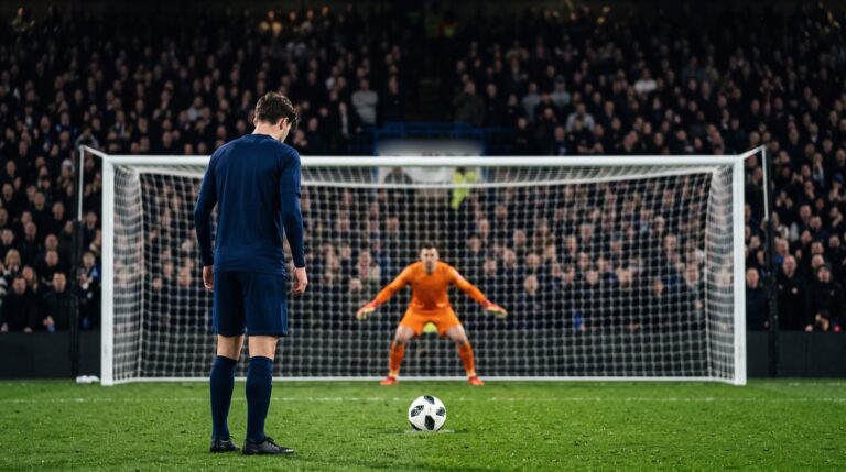 Rigorista davanti al dischetto con il portiere pronto sulla linea