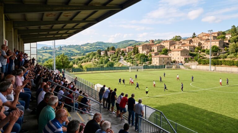 Partita in uno stadio di provincia tra le colline italiane